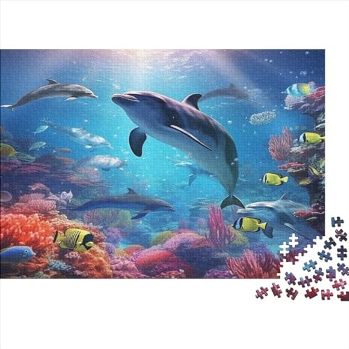 Dolphin Hölzernes Nachhaltiges Puzzle Für Erwachsene 1000 Teile Sea Lernspiel Heimdekoration Puzzle 1000pcs (75x50cm) von MCSQAEEZE