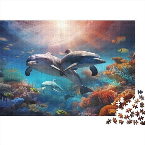 Dolphin Hölzernes Nachhaltiges Puzzle Für Erwachsene 500 Teile Sea Lernspiel Einzigartige Heimdekoration 500pcs (52x38cm) von MCSQAEEZE