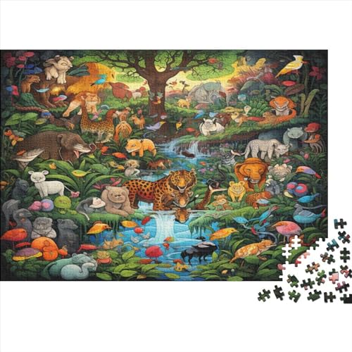 Forest Animals Hölzernes Puzzles Für Die Ganze Familie 1000 Teile Animals Stressabbau Geschenke Einzigartige Heimdekoration 1000pcs (75x50cm) von MCSQAEEZE