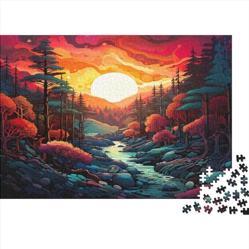 Forests Hölzernes Jigsaw Puzzles Für Erwachsene Kinder 1000 Teile Setting Sun Stressabbau Geschenke Einzigartige Heimdekoration 1000pcs (75x50cm) von MCSQAEEZE