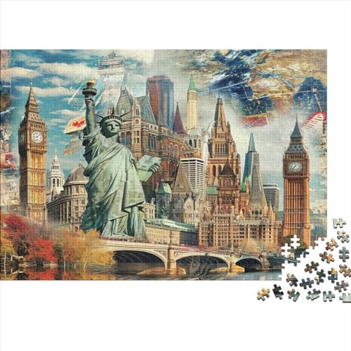 London Cityscape Hölzernes Nachhaltiges Puzzle Für Erwachsene 1000 Teile London Puzzle Lernspiele Geschenke Heimdekoration Puzzle 1000pcs (75x50cm) von MCSQAEEZE