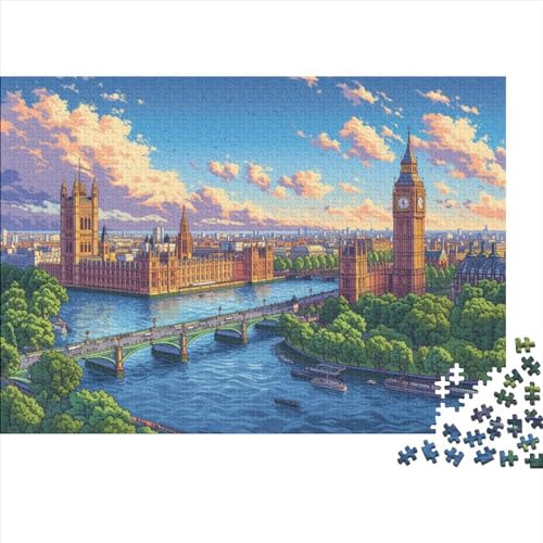London Cityscape Hölzernes Nachhaltiges Puzzle Für Erwachsene 300 Teile London Lernspiel Einzigartige Heimdekoration 300pcs (40x28cm) von MCSQAEEZE