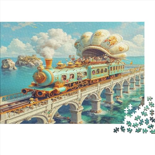 Magic Train Hölzernes Nachhaltiges Puzzle Für Die Ganze Familie 300 Teile Train Lernspiel Einzigartige Heimdekoration 300pcs (40x28cm) von MCSQAEEZE