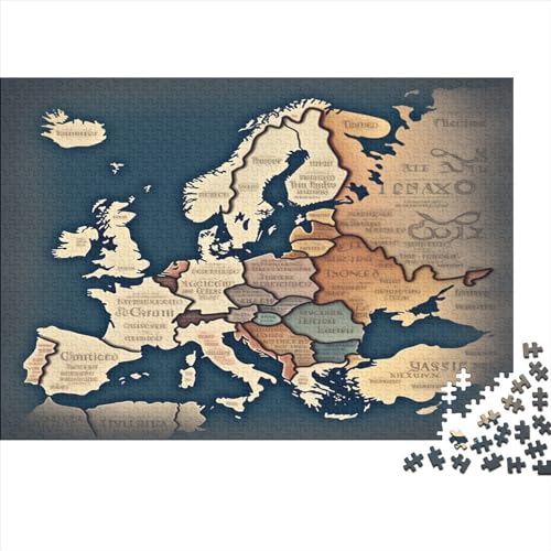 Map of Europe Hölzernes Nachhaltiges Puzzle Für Die Ganze Familie 1000 Teile Map Puzzle Lernspiele Geschenke Heimdekoration Puzzle 1000pcs (75x50cm) von MCSQAEEZE