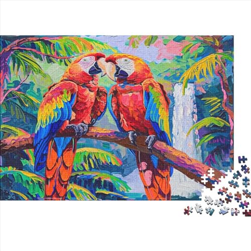 Parrots Hölzernes Puzzles Für Erwachsene 300 Teile Bird Herausforderung Spielzeug Tolles Geschenk Einzigartige Heimdekoration 300pcs (40x28cm) von MCSQAEEZE