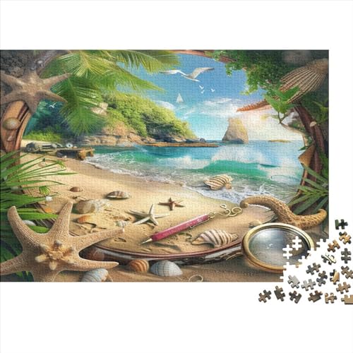 Starfish Hölzernes Puzzles Für Erwachsene 500 Teile Beach Puzzle Lernspiele Heimdekoration Puzzle 500pcs (52x38cm) von MCSQAEEZE