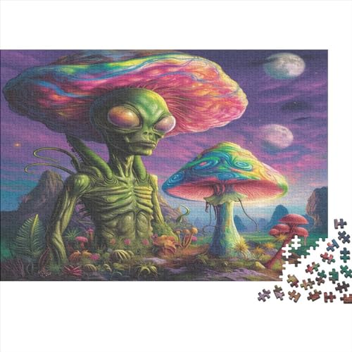 Strange Aliens Hölzernes Puzzles Für Die Ganze Familie 500 Teile Aliens Herausforderndes Spiel Tolles Geschenk Einzigartige Heimdekoration 500pcs (52x38cm) von MCSQAEEZE