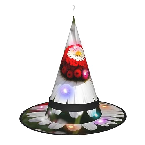 Halloween-Hexenhüt-Lichter, Halloween-Dekoration, LED-Hexenhüte für den Innenbereich, Pokus, Garten, Hof, Party, Blumen- und weiße Gänseblümchen von MDATT