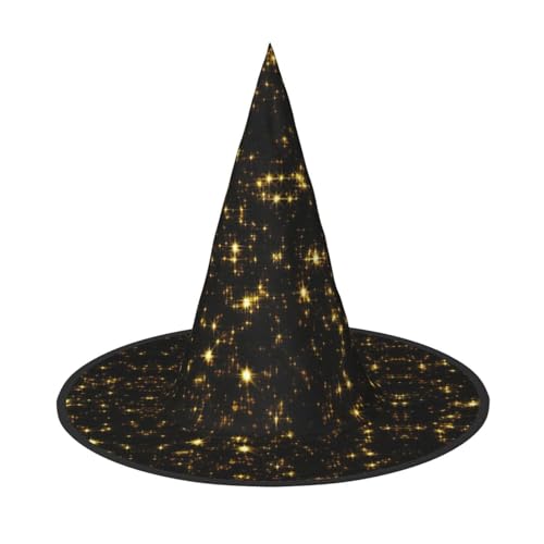 MDATT 1 Stück Cosplay Gold Schwarz Hexenhut Halloween Hexenhut Hexen Kostüm Zubehör für Halloween Party von MDATT