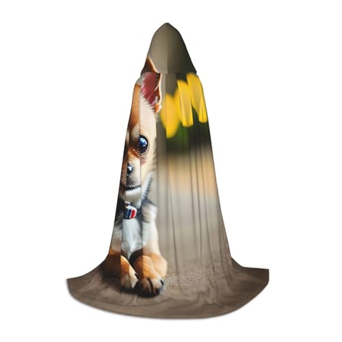 MDATT Chihuahua-Hundeumhang mit Kapuze, für Halloween, Cosplay, Halloween, Karneval, Umhang, Hexenumhang von MDATT