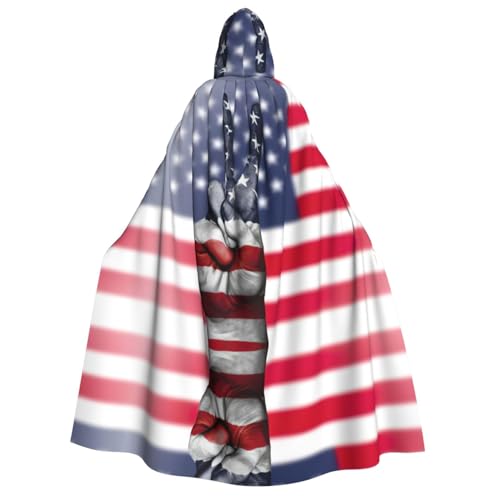 MDATT Halloween Kapuzenumhang, Kapuzenumhang Reversible Vampir Hexe Halloween Cosplay Fasching Kostüm Amerika Flagge und Hippie Peace von MDATT