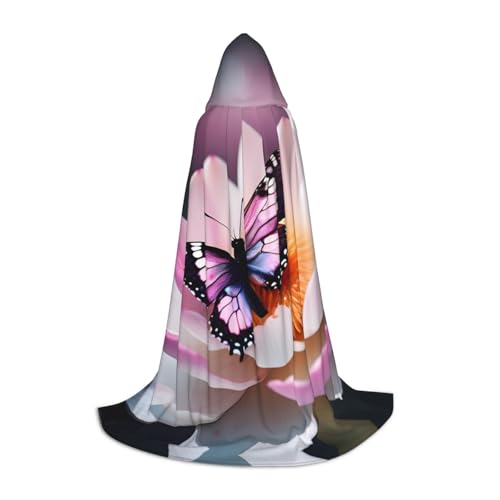 MDATT Rosafarbener Schmetterlings-Umhang mit Kapuze für Halloween, Cosplay, Kostüme, Halloween, Karneval, Umhang, Hexenumhang MDATT Rosafarbener Schmetterlings-Umhang mit Kapuze für Halloween, Cosplay, Kostüme, Halloween, Karneval, Umhang, Hexenumhang von MDATT