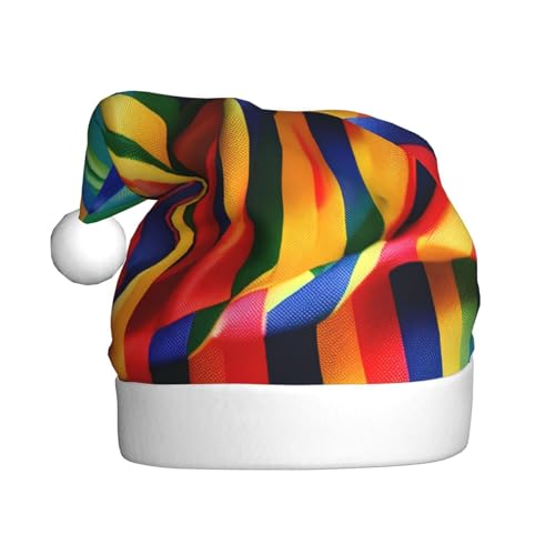 MDATT Weihnachtsmütze, Regenbogenfarben, gestreift, Weihnachtsmütze, lustige Hüte für Erwachsene, Party-Kostüm-Zubehör von MDATT