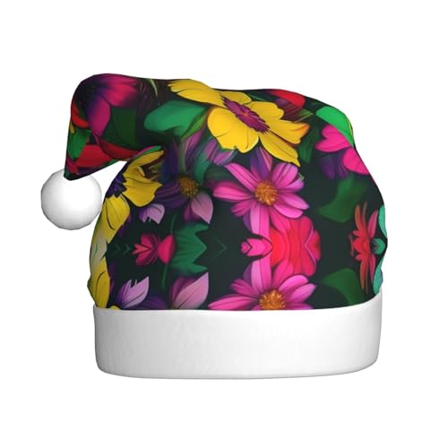 MDATT Weihnachtsmütze mit Regenbogen-Blumenmuster, Weihnachtsmütze, lustige Hüte für Erwachsene, Party-Kostüm-Zubehör von MDATT