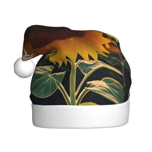 MDATT Weihnachtsmütze mit Sonnenblume und Sonnenuntergang, Weihnachtsmütze, lustige Hüte für Erwachsene, Party-Kostüm-Zubehör von MDATT