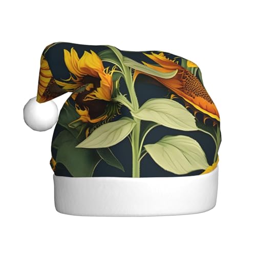 MDATT Weihnachtsmütze mit Sonnenblumen-Motiv und Sonnenblumen, Weihnachtsmütze, lustige Hüte für Erwachsene, Party-Kostüm-Zubehör von MDATT