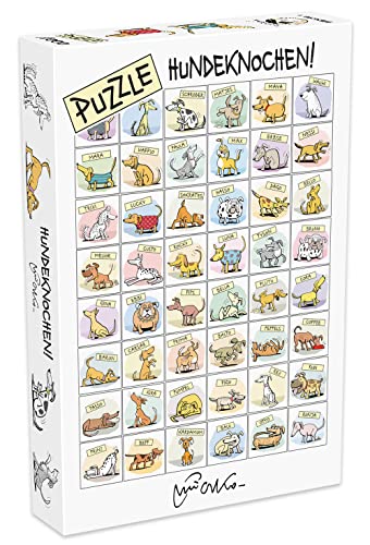 MDR 1000 Puzzle Hundeknochen - Puzzle mit Zeichnung von Andrzej Mleczko - Pannendes Puzzlespiel mit Porträtgalerie von Lustigen Hunden - Robust mit Dicker Puzzlestruktur- Lustige Hunde von MDR