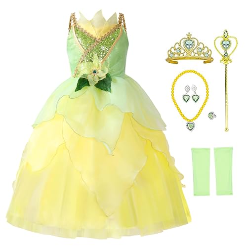 MDYCW Prinzessin Tiana Feenkostüm, Halloween-Kostüm für Mädchen, besondere Anlässe, Kleider, Geburtstagsparty, ausgefallene Outfits MDYCW Prinzessin Tiana Feenkostüm, Halloween-Kostüm für Mädchen, besondere Anlässe, Kleider, Geburtstagsparty, ausgefallene Outfits von MDYCW