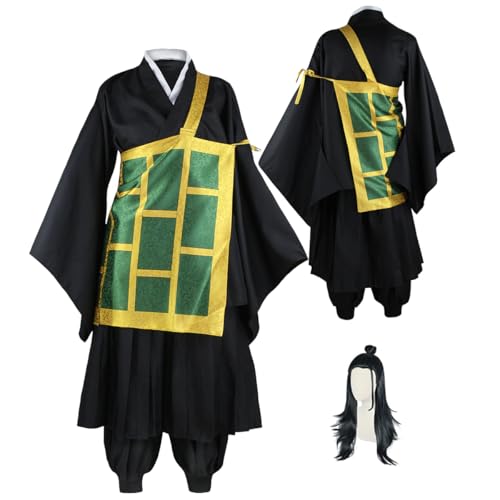 MEADOO Suguru Geto Cosplay Robe JJK Geto Kostüm Anime Uniform Kimono-Outfits mit bedruckter Soutock (Schwarz-W, Größe 3XL) von MEADOO