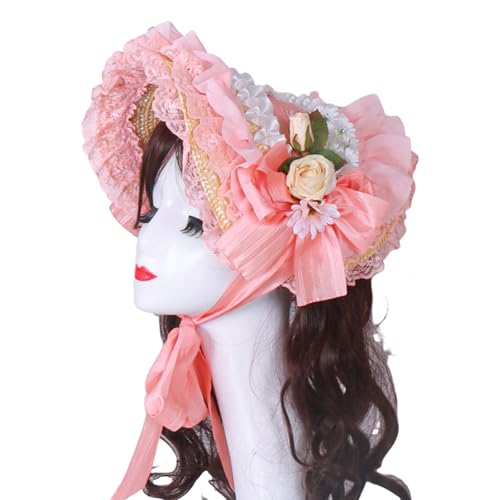 MEAKTSMI Victorian Strohhut Mit Spitze Gekräuselte Brims Und Rose Flower For Women Mode Anime Kostüm Motorhut Für Besondere Veranstaltung MEAKTSMI Victorian Strohhut Mit Spitze Gekräuselte Brims Und Rose Flower For Women Mode Anime Kostüm Motorhut Für Besondere Veranstaltung von MEAKTSMI