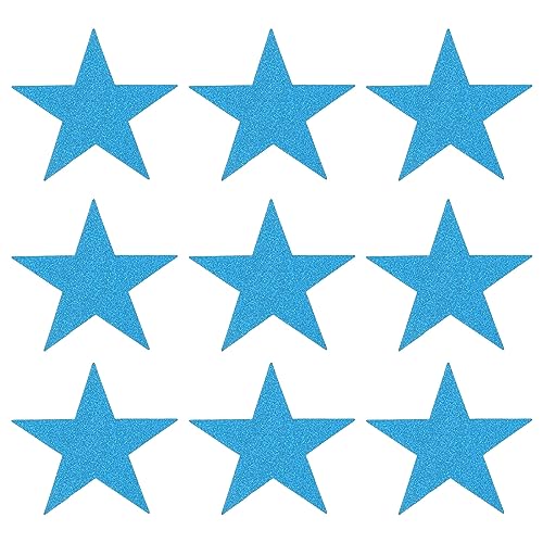 MECCANIXITY Glitzernde Sternausschnitte aus Papier, Fünf-Sterne-Konfetti-Ausschnitte für Geburtstagsparty, Klassenzimmer, Hochzeit, Pinnwand, Wanddekorationen, 13 cm, hellblau, 100 Stück von MECCANIXITY