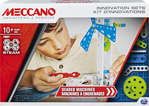 MECCANO - Erfindungs-Set – Getriebe – Erfindungs-Set mit Zahnrädern, 2 Werkzeugen und 1 Locher Maker Tool – Bauspiel – 6047097 – Spielzeug für Kinder ab 10 Jahren von MECCANO