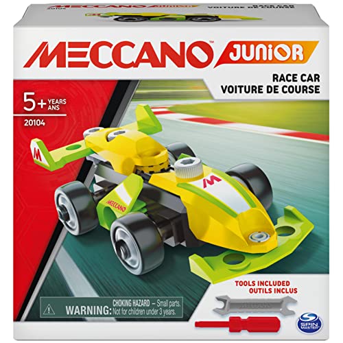 MECCANO 6058606 Junior Race Car STEAM Modellbausatz für Kinder ab 5 Jahren, grau, M von MECCANO