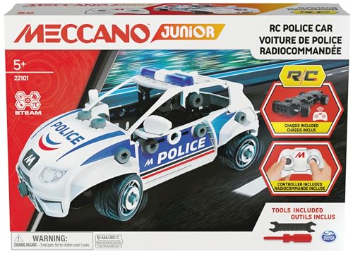 MECCANO JUNIOR - Police - Kit de construcción de coche de policía por Control remoto Con maletero y herramientas reales, kit construccion de maqueta de juguete - 6064177 - Juguetes Niños 5 años + von MECCANO