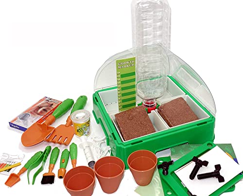 Mini Zimmergewächshaus Anzuchtset mit Gärtner Werkzeug für Kinder Experimentier-Set Hydrokultur von MEDUP