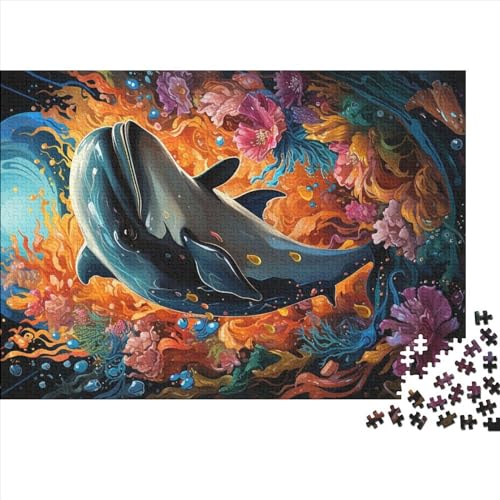 1000-teilige Puzzles für Erwachsene, Kunst-Delfin-Puzzle, 1000-teiliges Puzzle für Kinder, Holzpuzzles, Lernspiele (Größe 75x50cm) von MEFESE