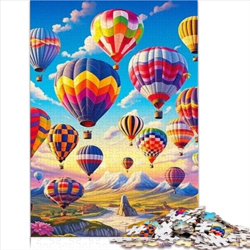 1000-teiliges Puzzle Bunte Heißluftballons 1000-teiliges Puzzle für Erwachsene und Familien Holzpuzzle für Familienaktivitäten (Größe 75x50cm) von MEFESE