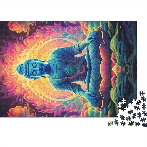 500-teiliges Puzzle, psychedelische Buddha-Puzzles für Erwachsene, Holzspiele, Puzzle-Herausforderungsspielzeug (Größe 52x38cm) von MEFESE
