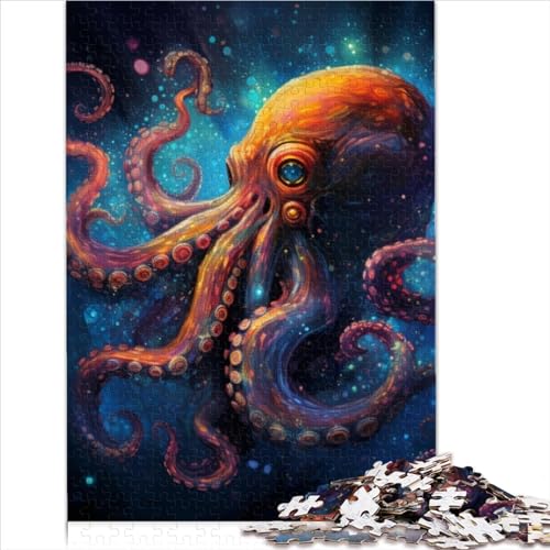 500-teiliges Puzzle für Erwachsene, Galaxie-Oktopus-Puzzle für Erwachsene und Kinder, Holzpuzzle, Freunde und Familie (Größe 52x38cm) von MEFESE