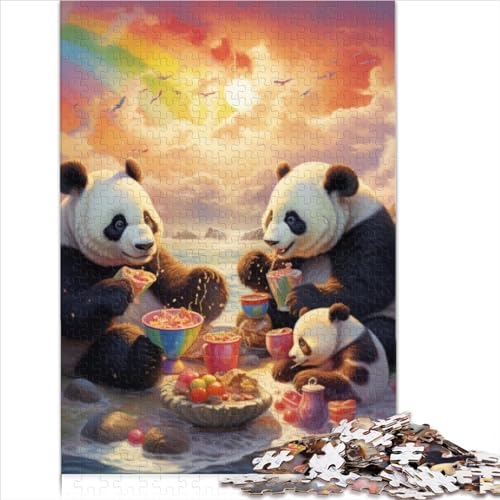500-teiliges Puzzlespiel Tier-Panda-Puzzles Holzquadrat-Puzzle Lernspielzeug Puzzles Einzigartige Herausforderungsspiele 52x38cm von MEFESE