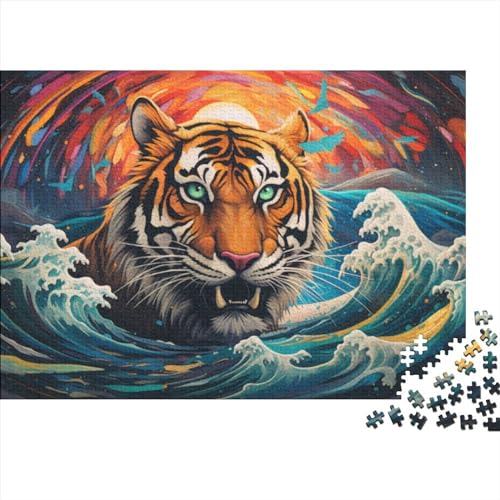 Buntes Tiger-Sonnenuntergang-Puzzle,kreative Puzzles für Erwachsene,500-teiliges Puzzle für Erwachsene und Jugendliche,Puzzle,Lernspielzeug,Geschenk,52x38cm von MEFESE