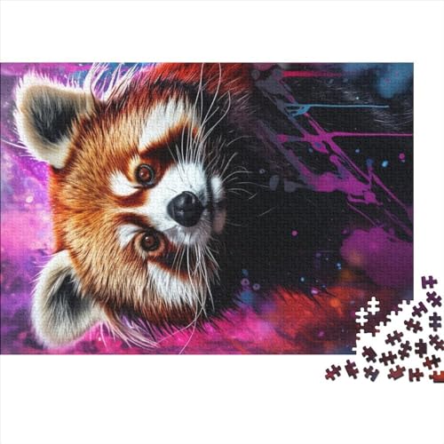 Buntes rotes Panda-Puzzle für Erwachsene, 300 Teile, anspruchsvolles Holzpuzzle, Kindergeschenke, Puzzle, Familienspiele (Größe 40x28cm) von MEFESE