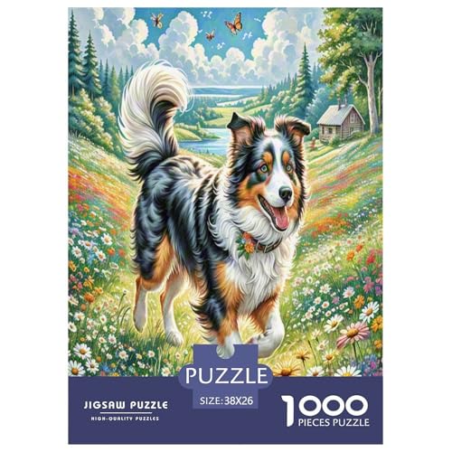 Der Border Collie Puzzles 1000 Teile Schwer Puzzle Spielzeug Pädagogisches Spiel Impossible Herausforderungsspielzeug Für Erwachsene Und Kinder Ab 14 Jahren 38x26cm/1000pcs von MEFESE