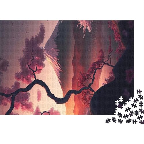 Japanische Kirschblüten-Puzzles für Erwachsene, 300 Teile, schwierige Puzzles für Erwachsene, Heimdekoration, Kunst, Holzpuzzle für Erwachsene (Größe 40x28cm) von MEFESE
