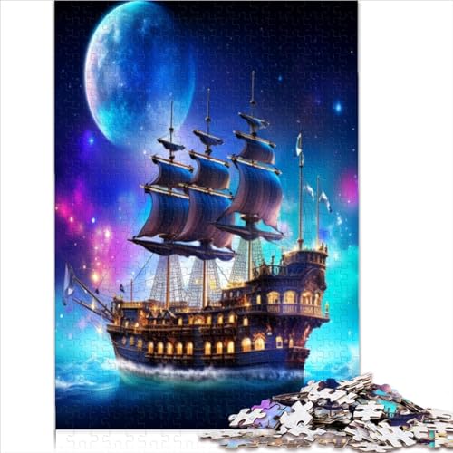Puzzle 500 Teile Fantasy-Piratenschiff-Puzzles für Erwachsene und Jugendliche, Puzzles aus Holz, quadratische Puzzles, Spiele, Spielzeuge (Größe 52x38cm) von MEFESE