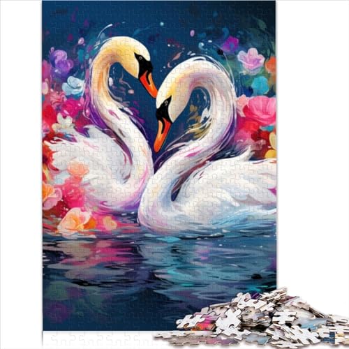 Puzzle 500 Teile für Erwachsene, Kunsttiere, Flamingos, Puzzle für Erwachsene, Holzpuzzles, Familienspaß-Puzzles (Größe 52x38cm) von MEFESE