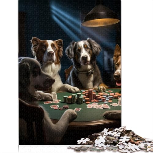 Puzzle für Erwachsene, 500 Teile, Hunde Spielen Poker, Puzzlespiel, kreative Holzpuzzles, gutes Geschenk für Erwachsene und Freunde (Größe 52x38cm) von MEFESE