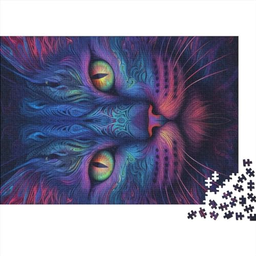 Puzzle für Erwachsene, geheimnisvolle Katze, 500 Teile, kreatives Holzpuzzle, Spielzeug, Dekompressionsspiele, Geschenke (Größe 52x38cm) von MEFESE