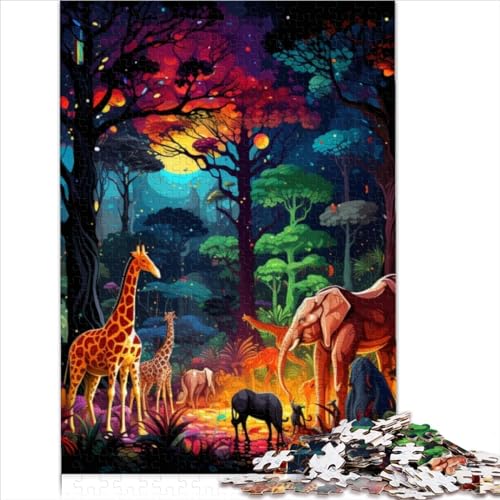 Puzzle mit 500 Teilen für Erwachsene, Puzzle mit afrikanischen Tieren, Erwachsene und Jugendliche, kreatives Puzzle, Schwierigkeitsgrad, Puzzle aus Holz, 52x38cm von MEFESE
