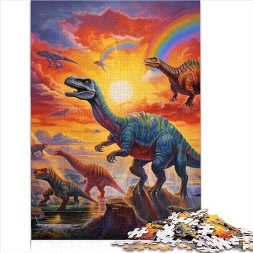 Puzzles 300 Teile Dinosaurier-Weltpuzzle für Erwachsene Holzpuzzles Weihnachtspuzzlegeschenke 40x28cm von MEFESE