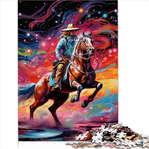 Puzzles für Erwachsene, 500 Teile, Holzpuzzle, psychedelisch gefärbte Pferde, Puzzle, Kunstwerk, Puzzle, einzigartige Geburtstagsgeschenke (Größe 52x38cm) von MEFESE