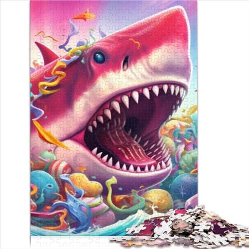 Puzzles für Erwachsene, Tierkunst, Hai-Puzzles für Erwachsene, 300 Teile, rundes Puzzle, Lernpuzzle, Familienspiel (Größe 40x28cm) von MEFESE
