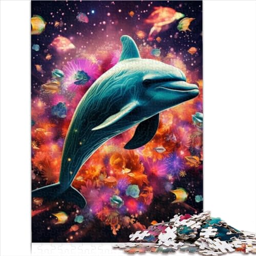 Puzzles für Erwachsene und Kinder, Springender Delfin, 300 Teile, Holzpuzzle für Heimdekoration (Größe 40x28cm) von MEFESE