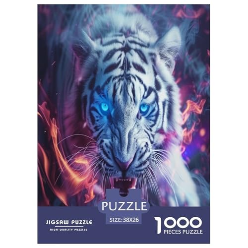 Tiger Puzzle 1000-teilige Schwer Puzzle Spielzeug Pädagogisches Spiel Impossible Herausforderungsspielzeug Für Erwachsene Und Kinder Ab 14 Jahren 38x26cm/1000pcs von MEFESE