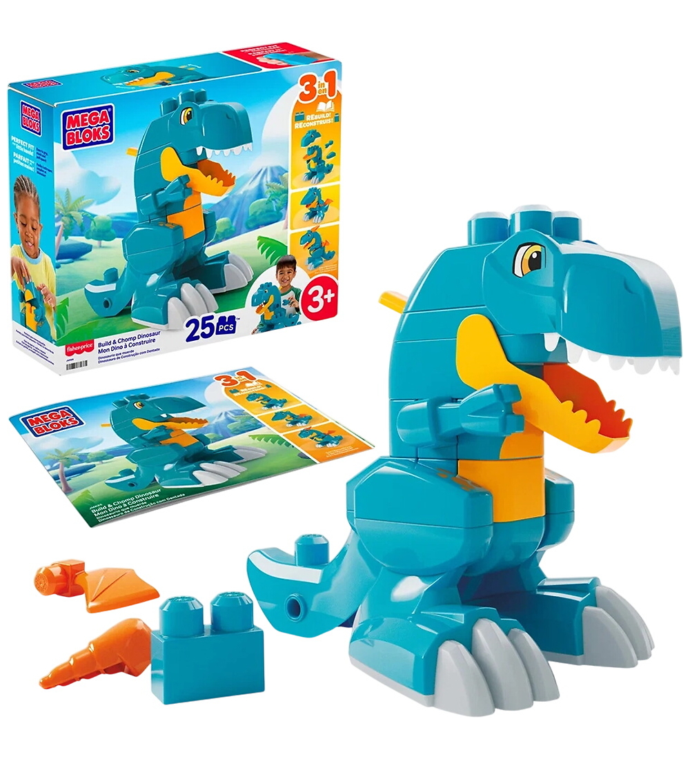 MEGA Bloks Bauklötze - 25 Teile - Bauen & Fressen Dinosaur - MEGA Bloks - One Size - Klötze von MEGA Bloks