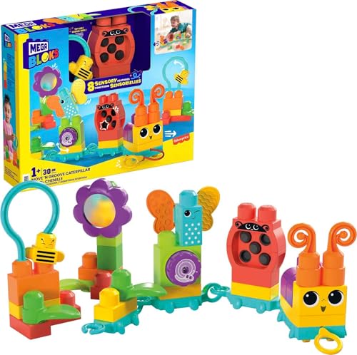 MEGA First Builders HKN44 - MEGA BLOKS Sensorikspielzeug für Kleinkinder, Bewegungsraupe mit Bauklötzen und Zugschnur für Bewegung, Konstruktionsspielzeug für Kinder ab 12 Monaten MEGA First Builders HKN44 - MEGA BLOKS Sensorikspielzeug für Kleinkinder, Bewegungsraupe mit Bauklötzen und Zugschnur für Bewegung, Konstruktionsspielzeug für Kinder ab 12 Monaten von Mega Brands
